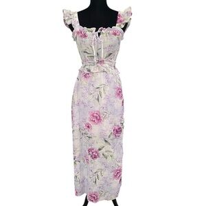 Mary & Mo Dress Womens Small Purple Floral Fairy Romantic Feminine Ruffle Empire